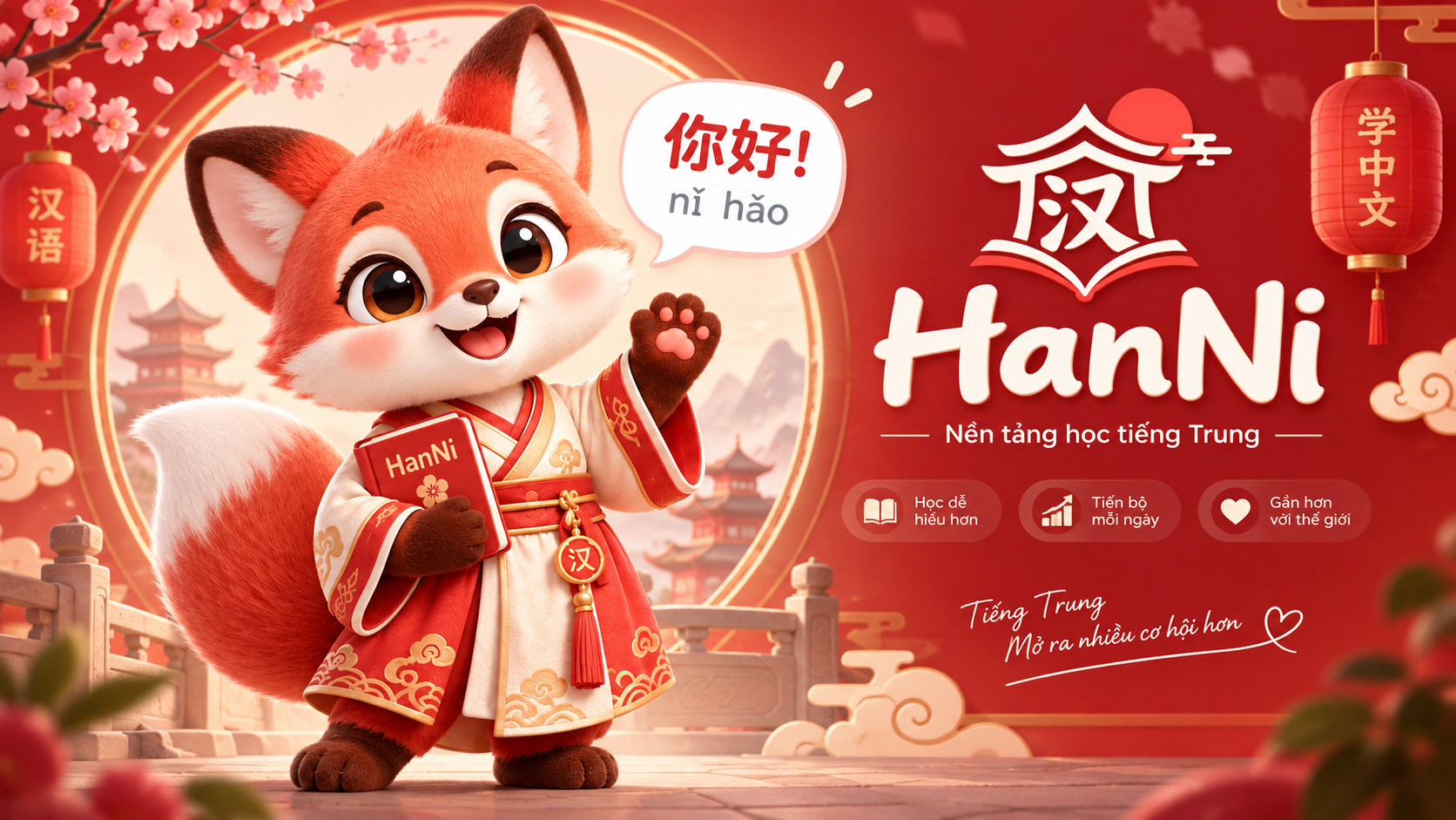 Hanni, nền tảng học tiếng Trung với linh vật cáo